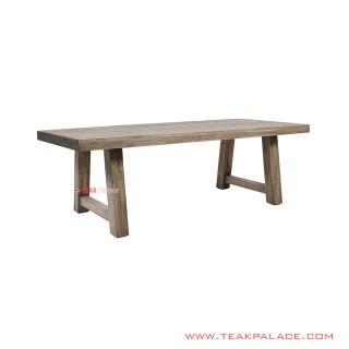 Meja Makan Kayu Jati Solid Minimalis White Wash Rustic Seri Felix