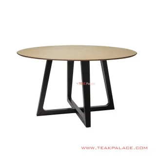 Meja Makan Bundar Cikeas Natural Hitam Jati Minimalis