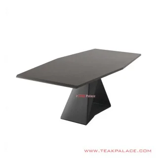 Meja Makan Jati Black Walnut Kaki Besi Plat Hitam Seri Camelo