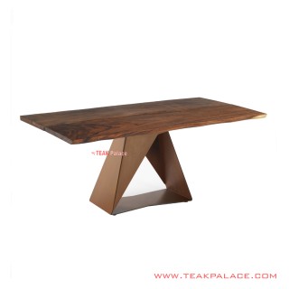 Meja Makan Jati Salak Brown Kaki Besi Brown Seri Camelo