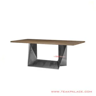 Meja Makan Jati Salak Brown Kaki Besi Hitam Seri Mazzer