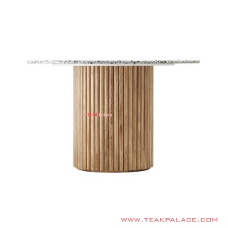 Meja Makan Daun Marmer Bundar Minimalis Daisen 