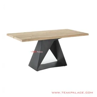 Meja Makan Kayu Jati Naural Kaki Besi Hitam Seri Camelo