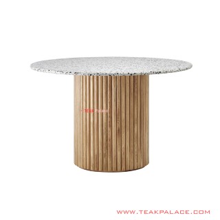 Meja Makan Daun Marmer Bundar Minimalis Daisen 