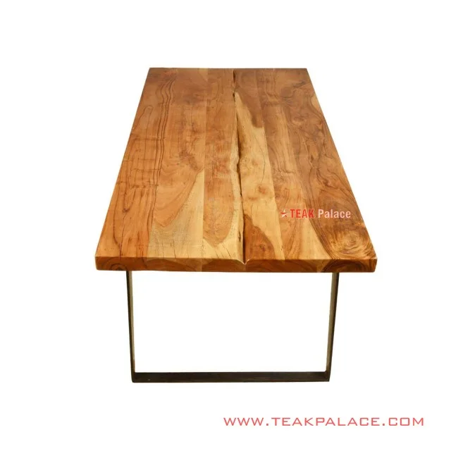  Dining Table Natural Teak Stefi Minimalist Classic Iron Legs