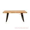  dining table natural teak stefi minimalist classic iron legs 57
