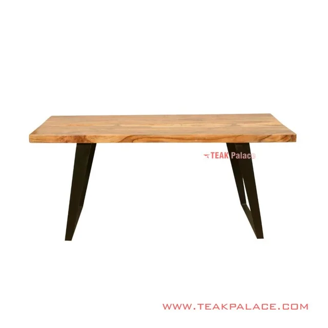  Dining Table Natural Teak Stefi Minimalist Classic Iron Legs