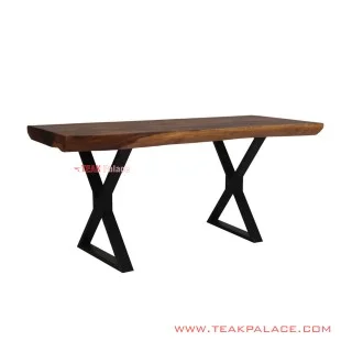 Meja Makan Seri Blora Klasik Minimalis Kaki Besi Salak Brown