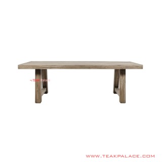 Meja Makan Kayu Jati Solid Minimalis White Wash Rustic Seri Felix