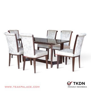 Meja Makan Jati Mewah Marmer Emperador 6 Kursi Seri Gama Meja Makan Jati Mewah Marmer Emperador 6 Kursi Seri Gama