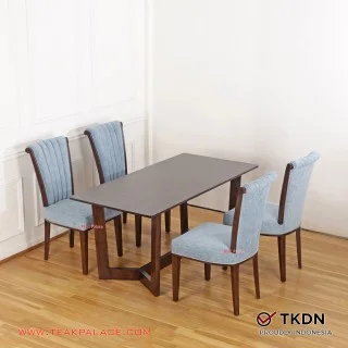 Meja Makan Set 4 Kursi Mewah Biru Seri Gama Meja Makan Set 4 Kursi Mewah Biru Seri Gama