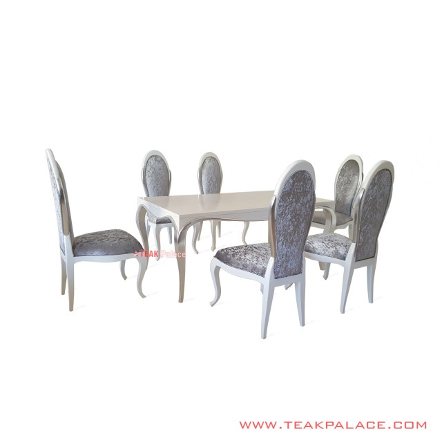 Dining Table Set 6 Chairs Milano Silver White dining table set 6 chairs milano silver white 63