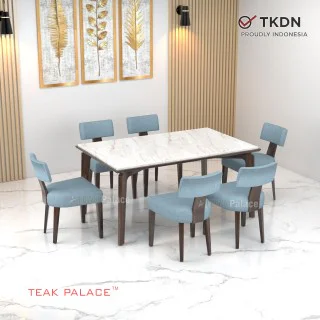 Meja Makan Marmer 6 Kursi Minimalis Modern Mewah Zenvo