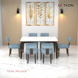 Meja Makan Marmer 6 Kursi Minimalis Modern Mewah Zenvo