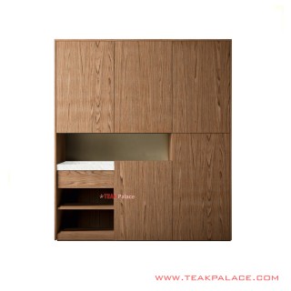 Buffet Vennita Jati Natural Meja Marmer