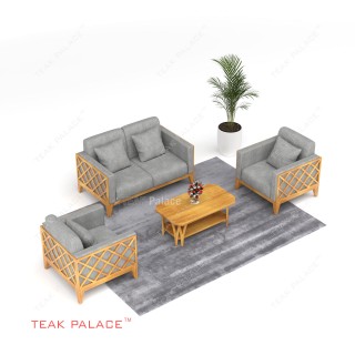 Kursi Tamu Kayu Jati Kain Abu-abu Alvaro Set 211 TKDN Kursi Tamu Kayu Jati Kain Abu-abu Alvaro Set 211 TKDN