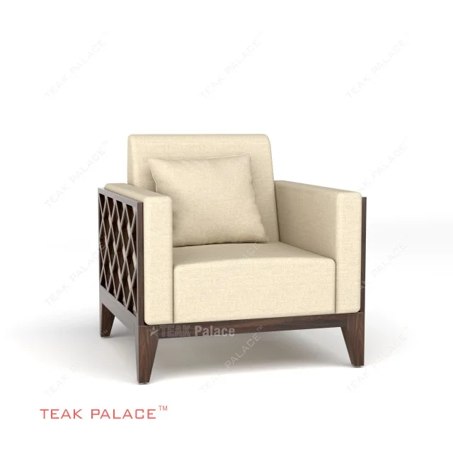 Kursi Tamu Minimalis Kayu Jati Alvaro Krem