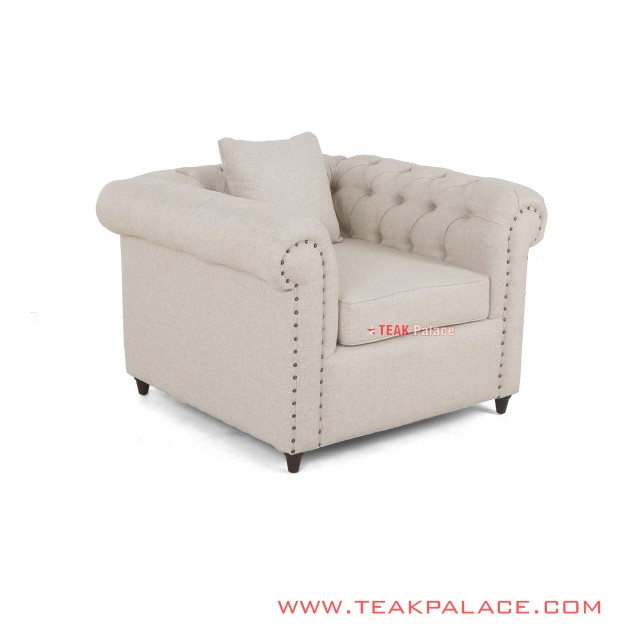 single sofa minimalist cream linen chesterfield series 60