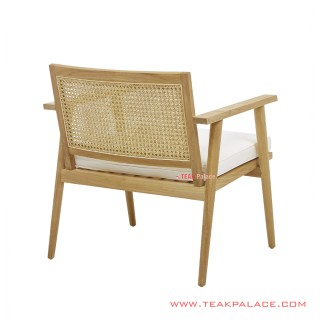 Kursi Teras Army Kayu Jati Natural dan Rotan Anyaman