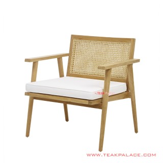 Kursi Teras Army Kayu Jati Natural dan Rotan Anyaman