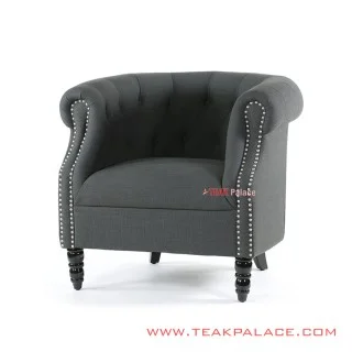 Sofa Single Chesterfield Grey Minimalis Jati