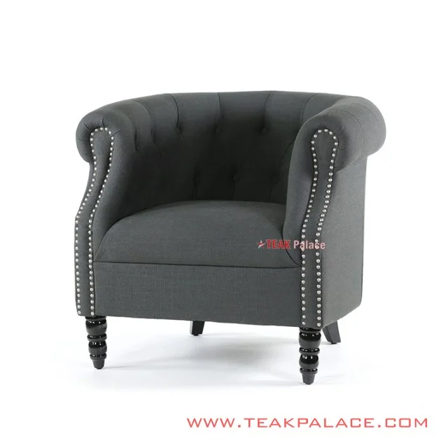 Sofa Single Chesterfield Grey Minimalis Jati