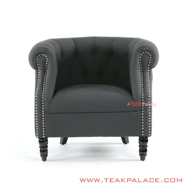 Sofa Single Chesterfield Grey Minimalis Jati