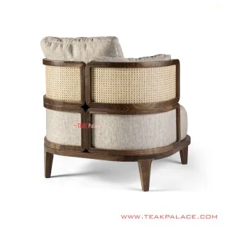 Sofa Single Jati Ranma Minimalis With Rattan Woven