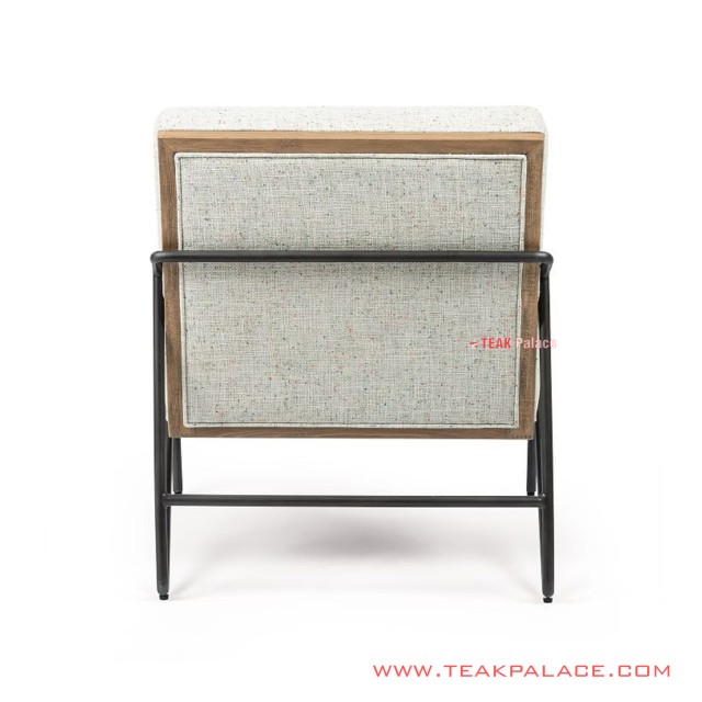 Single Sofa Jati Natural Rangka Besi Kain Motif Seri June Single Sofa Jati Natural Rangka Besi Kain Motif Seri June