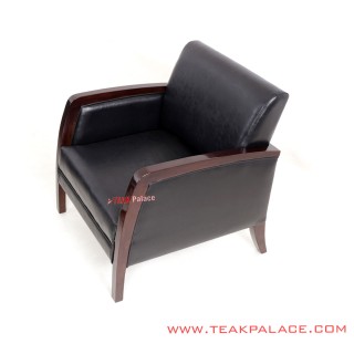 Armchairs Black Leather Teak Minimalist Kuta 