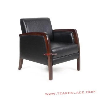 Armchairs Black Leather Teak Minimalist Kuta 