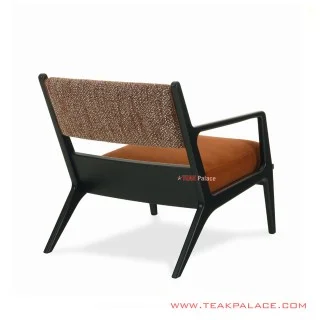 Kursi Teras Seri Brigitta Jati Hitam Cushion Orange