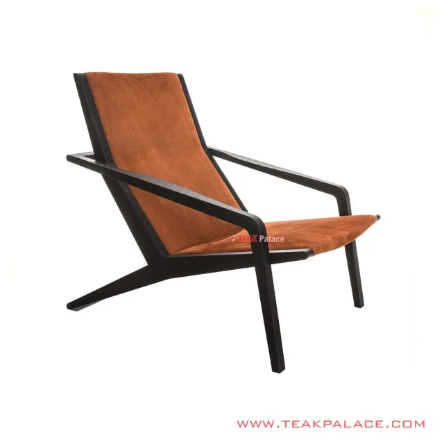 Kursi Teras Jati Hitam Kain Rivoli Orange Sei Rivano