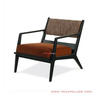 Kursi Teras Seri Brigitta Jati Hitam Cushion Orange