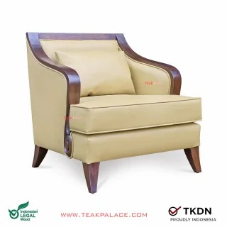 Kursi Minimalis Ruang tamu Kayu Jati Lunia Single Cappucino