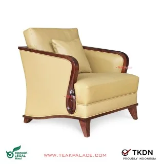 Sofa Single Kulit Beige Seri Nusantara
