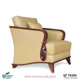 Sofa Single Kulit Beige Seri Nusantara Sofa Single Kulit Beige Seri Nusantara
