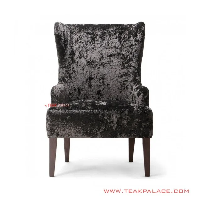 Wing Chair Sofa Minimalis Single Seri Alera Bludru HItam Mewah wing chair sofa minimalis single seri alera bludru hitam mewah 55