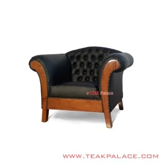 Sofa Single Klasik Kulit Oscar Black Harga Murah
