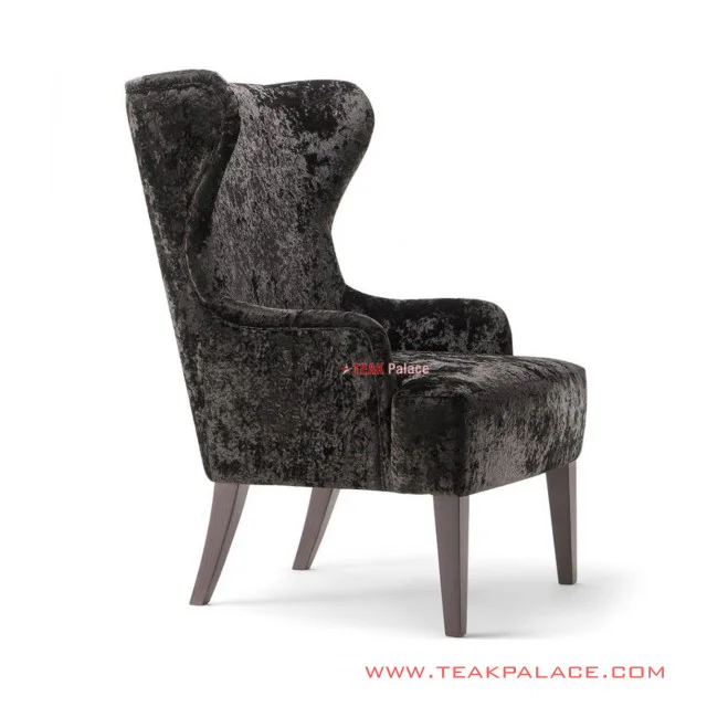 Wing Chair Sofa Minimalis Single Seri Alera Bludru HItam Mewah wing chair sofa minimalis single seri alera bludru hitam mewah 57