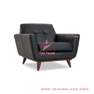 Kursi Sofa Kulit Hitam Single Seri Hugo