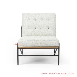 Single Sofa Jati Natural Rangka Besi Kain Motif Seri June