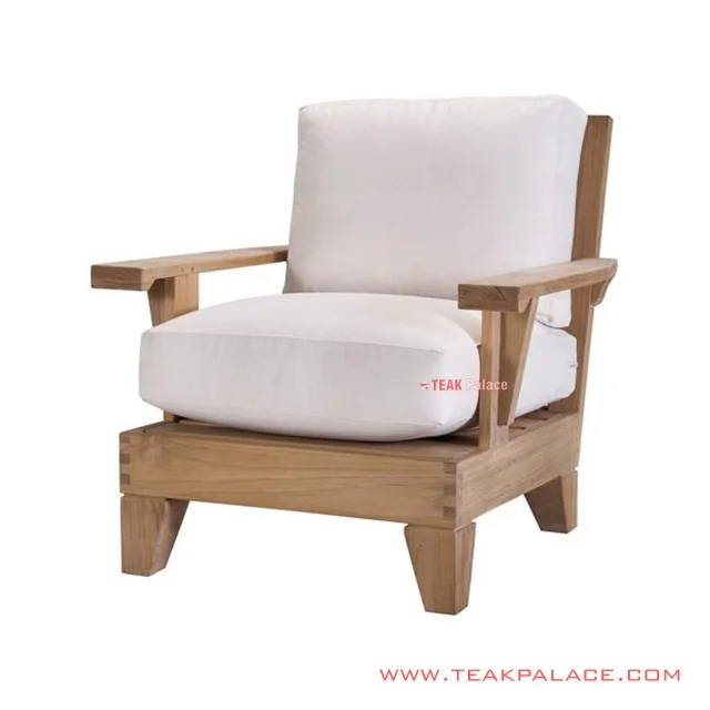 Sofa Single Thoshiro Kayu Jati Natural Cushion Kain Putih sofa single thoshiro kayu jati natural cushion kain putih 54