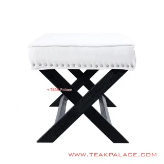 Bangku Jati Hitam Minimalis Seri Venico Putih