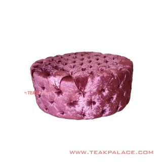 Bangku Sofa Chester Bundar Kain pink