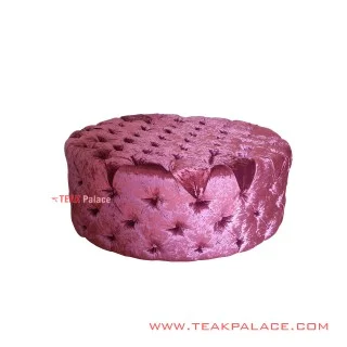 Bangku Sofa Chester Bundar Kain pink