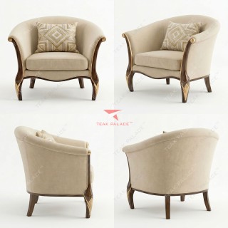 Sofa Single Mewah Kayu Jati Minimalis Modern Seri Begawan