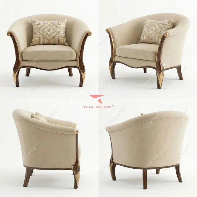 Sofa Single Mewah Kayu Jati Minimalis Modern Seri Begawan
