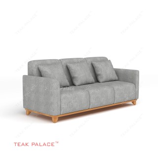 Sofa Jati 3 Dudukan TKDN Benson Abu-Abu