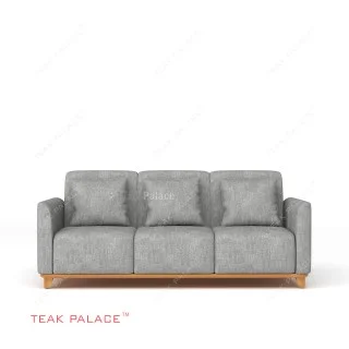 Sofa Jati 3 Dudukan TKDN Benson Abu-Abu
